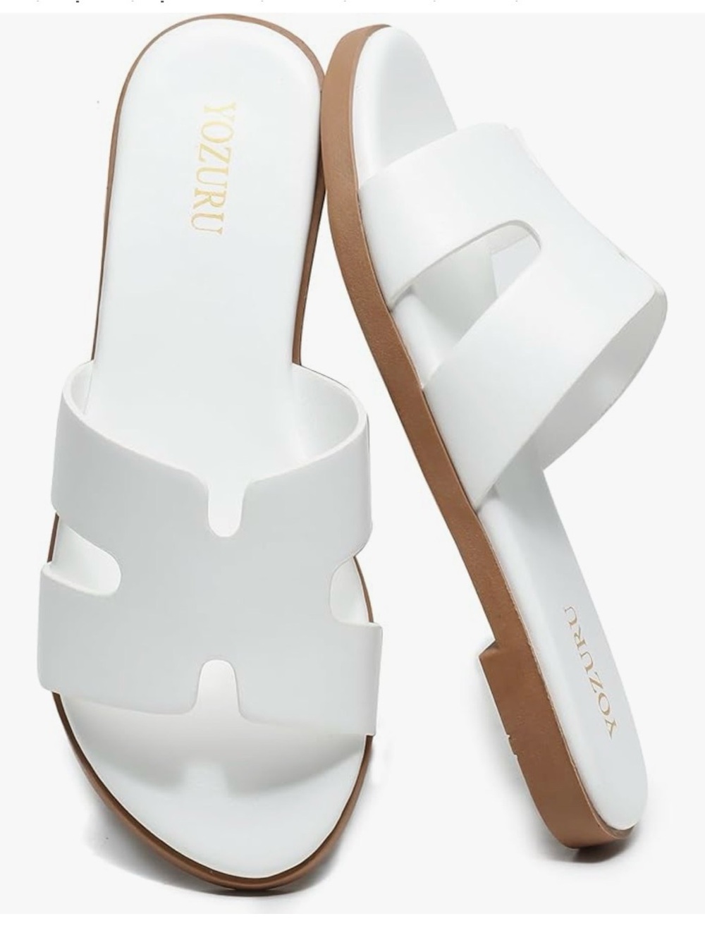 Women's White Slip-On Slide Sandals